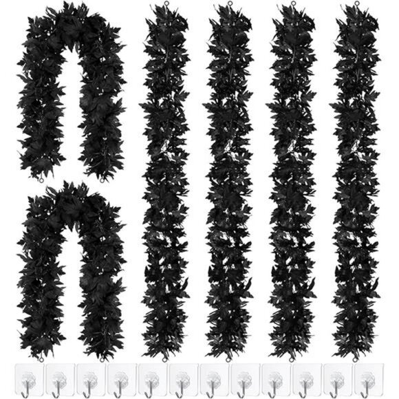 6 Pack Halloween Black Fall Maple Garland Decorations 5.8 Feet Maple - Picture 7 of 7